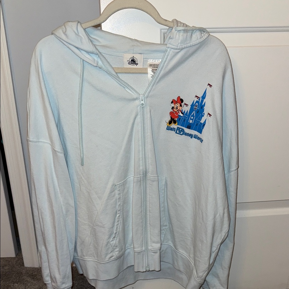 Disney Light Blue Zip-Up Hoodie with Castle and Character